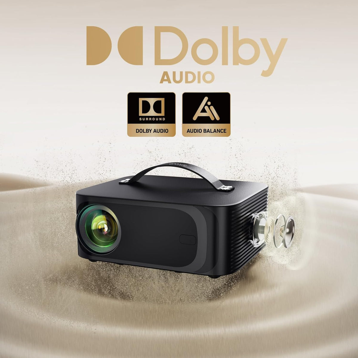 [1500 ANSI/Auto Focus/Built-in APPs] Outdoor-Projector-4K with Wifi6 and Bluetooth, Smart TV OS & DoIby Audio, Portable Projector with YouTube