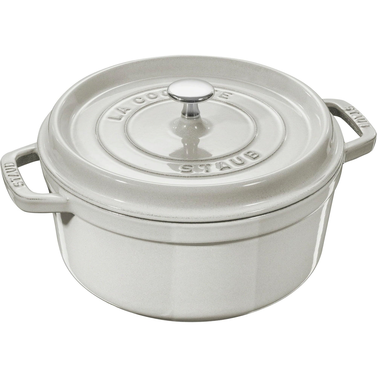 Staub Cast Iron 7-qt Round Cocotte - White Truffle, Made in France