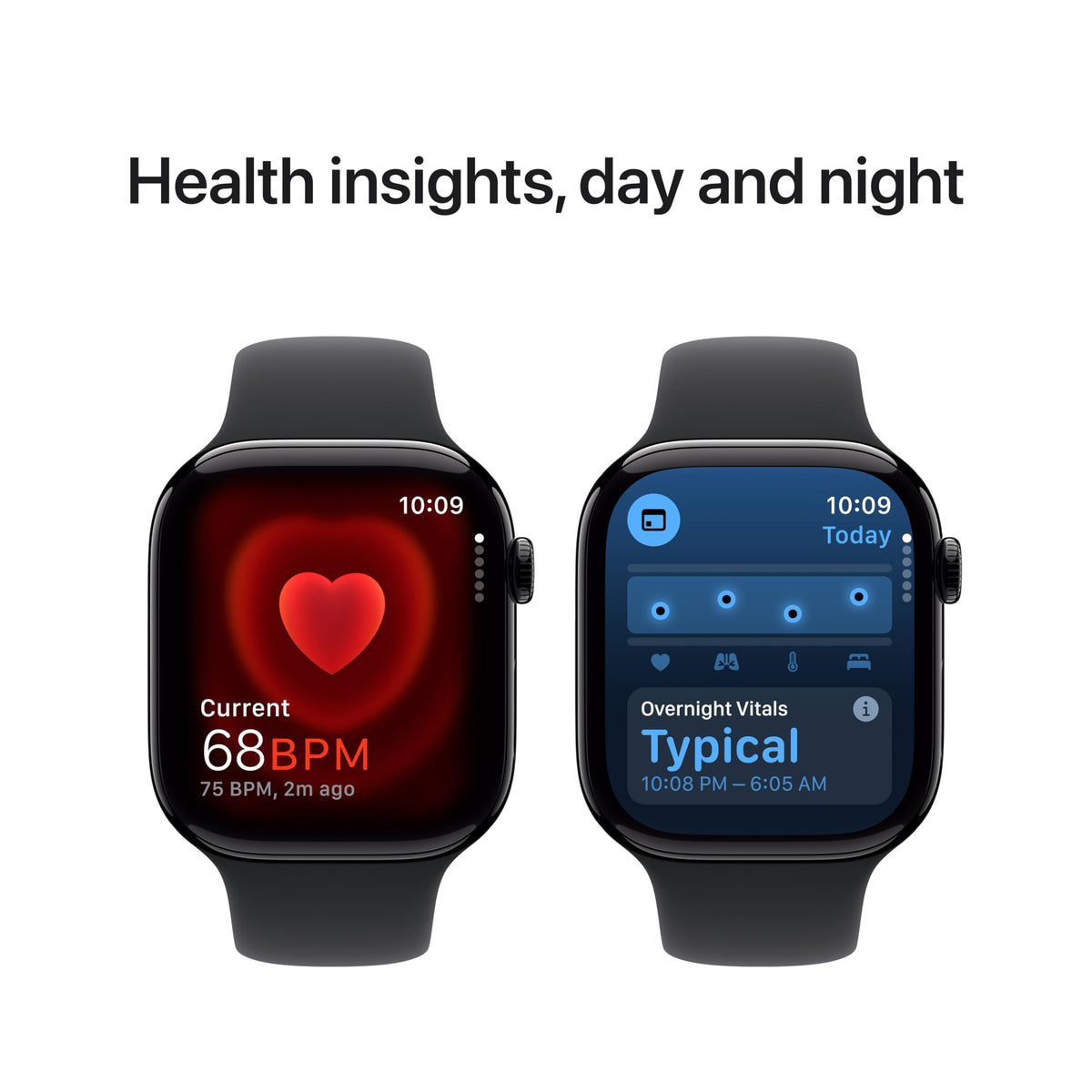 Apple Watch Series 10 [GPS 46mm case] Smartwatch with Jet Black Aluminum Case with Black Sport Band - M/L. Fitness Tracker, ECG App, Always-On Retina