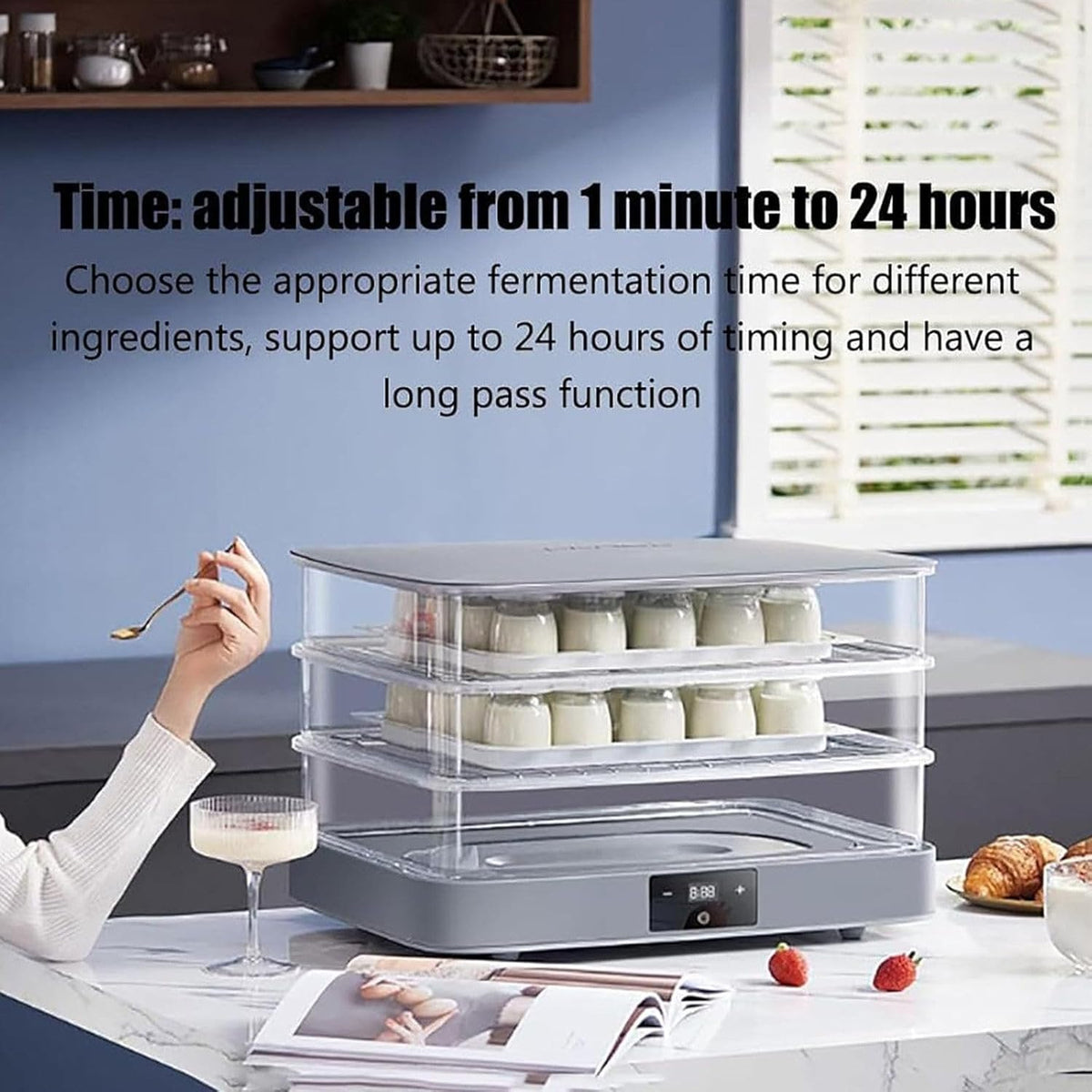 40L Bread Proofing Box, Electric Dough Proofer Machine for Home Use, 450mmx330mm Large Size Inner Cavity, Adjustable Temperature +Timing(1min-24h)