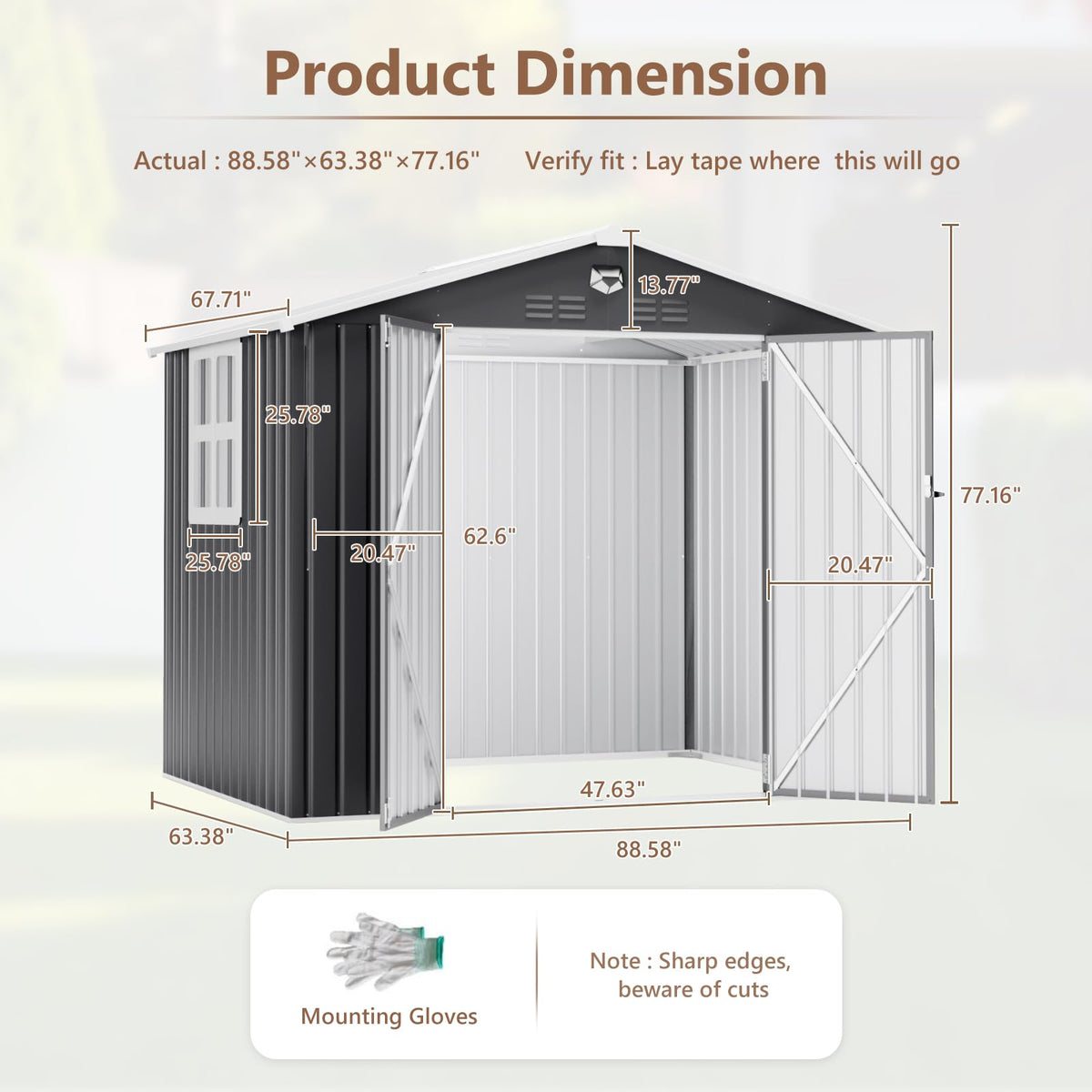10x12 FT Outdoor Storage Shed, Metal Garden Shed - Tool Storage Sheds with Lockable Doors & 1 Clear Window, Waterproof Outside Storage Building for