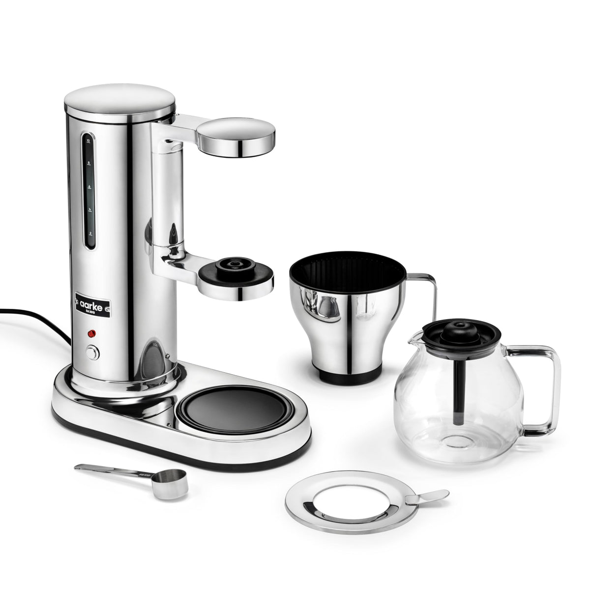 Aarke Coffee Maker - Electric 10 Cup / 42 fl oz Drip Brewer with Automatic Drip-Stop, Glass Carafe, Brews Full Pot in Under 6 Minutes, SCA Certified
