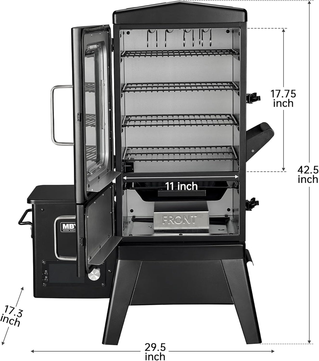 Vertical Pellet Smoker with Cover & Meat Probe, 4-Rack Electric BBQ Smoker Grill, 616 sq in Cooking Space, Digital LED Temperature Control for
