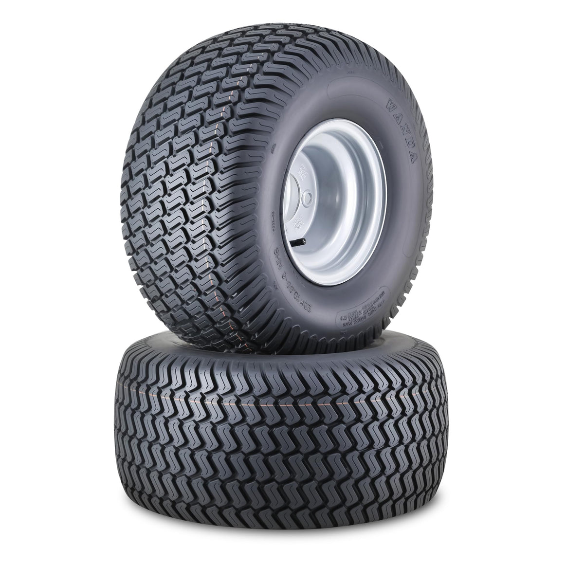 WANDA Lawn Mower Tire Wheel 18X8.5-8 4PR w/4X4" PCD Silver Rim-13028, Set 2