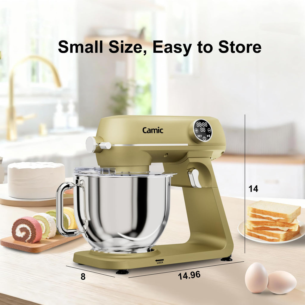 8.45 QT All Metal Stand Mixer,10 Speed Large Capacity Kitchen Mixer with Digital Timer & Tilt-Head, Electric Mixer with Whisk Dough Hook Mixing