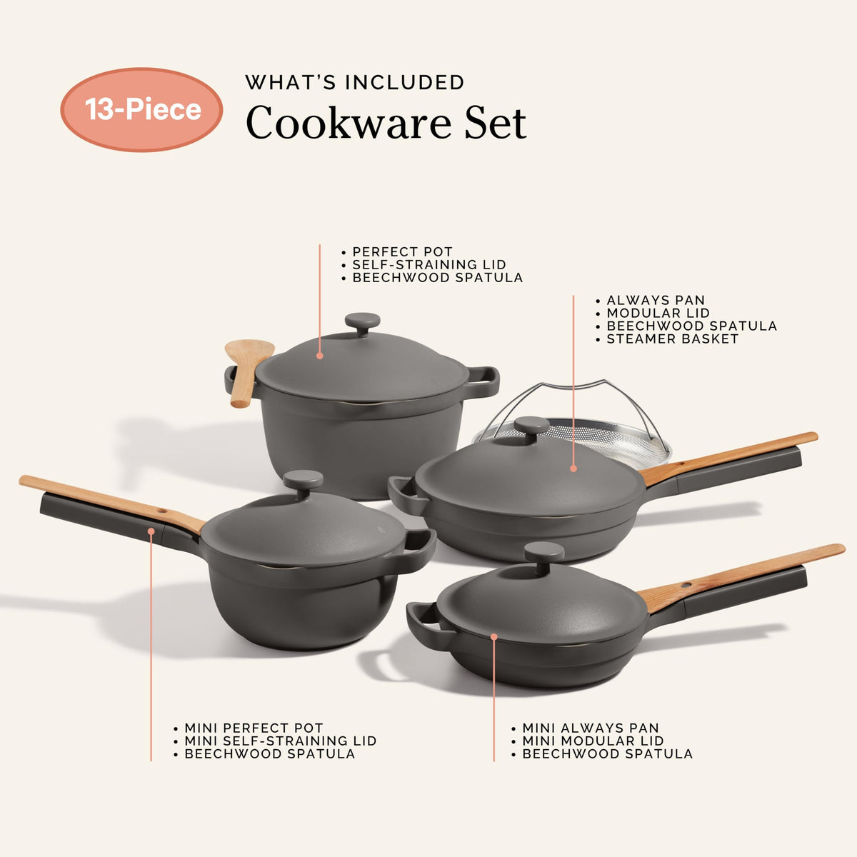 Our Place Cookware Set - 13-Piece Kit Including the Always Pan, Perfect Pot and Spatulas | Multifunctional, Toxin-Free Nonstick | Heat Safe up to