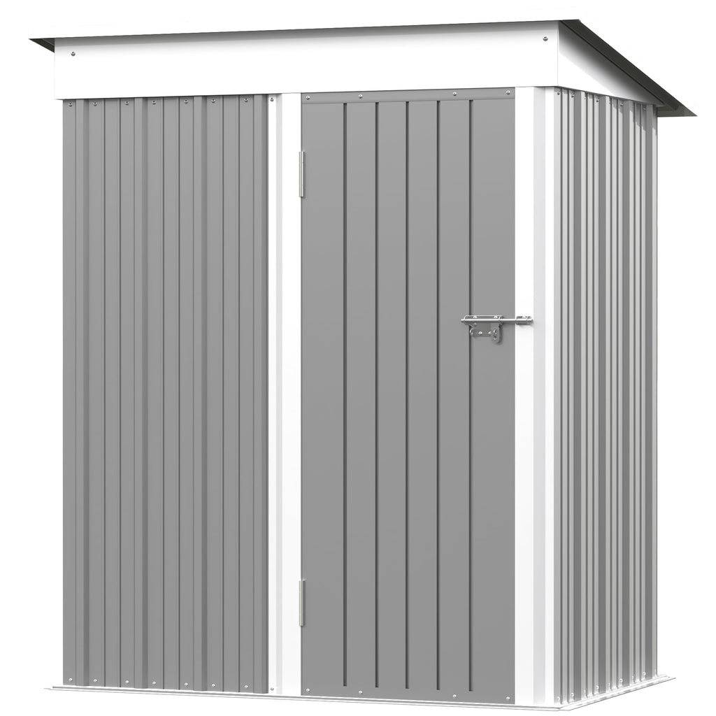 Greesum Outdoor Storage Shed 6 x 8 ft. Utility Tool Shed Metal Storage Garden Shed with Door & Lock for Patio Storage, Brown