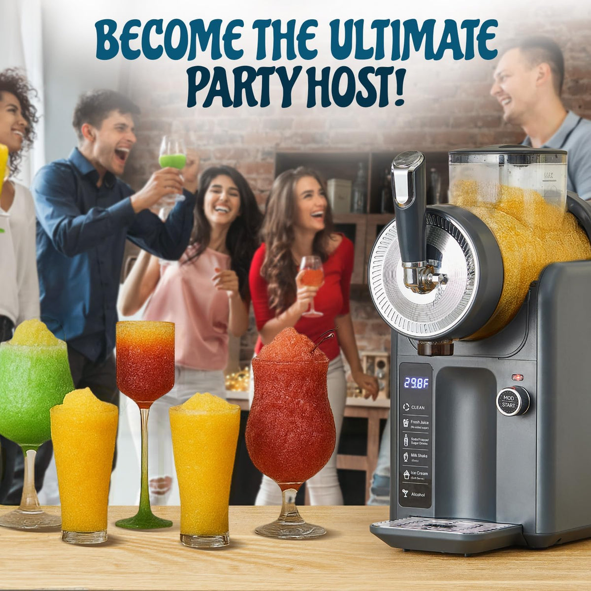 Slushie Machine for Home, No Ice Needed Professional Frozen Drink Maker & Soft-Serve Ice Cream Machine- 1.8 L Capacity Slushy Machine for Margaritas