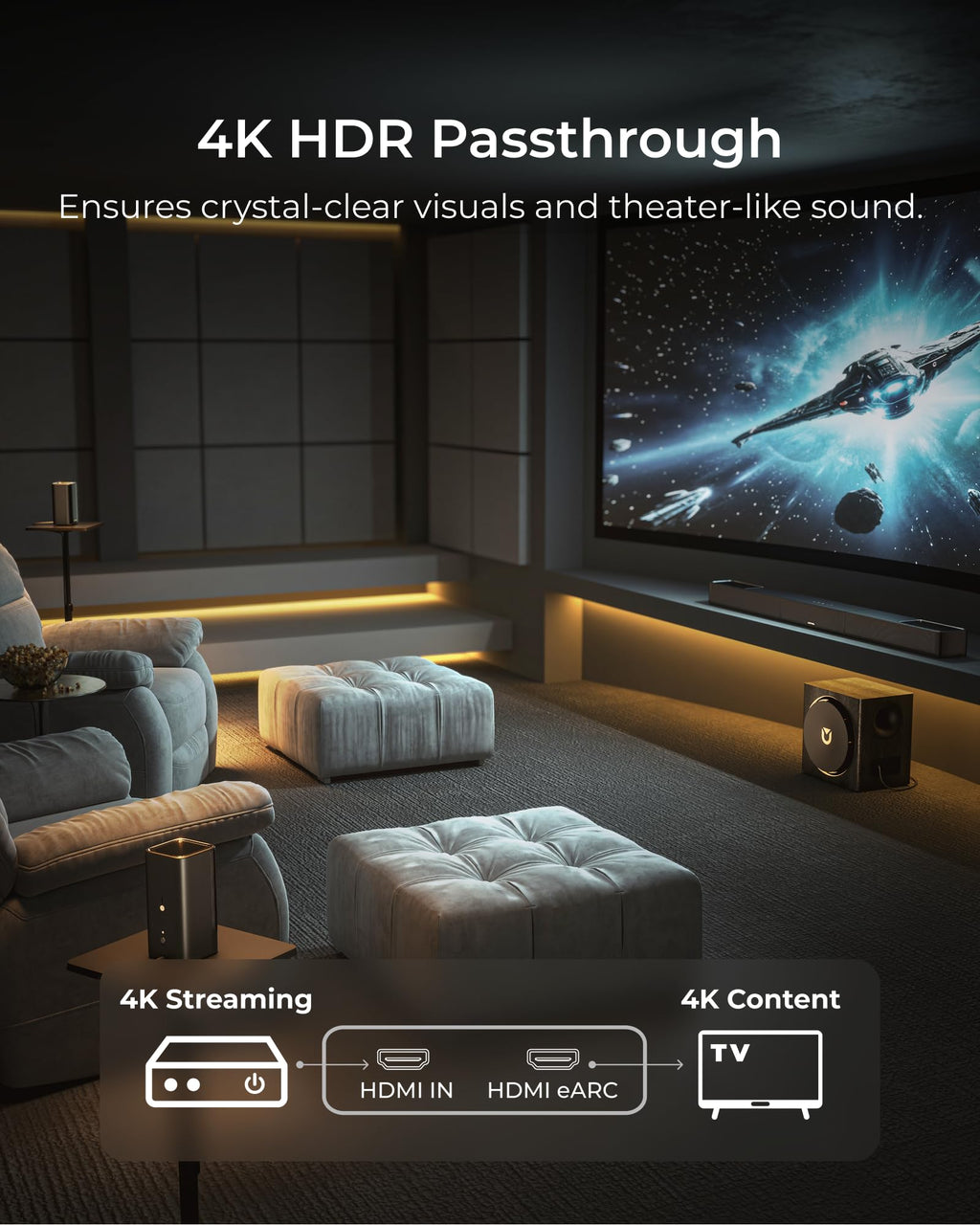 ULTIMEA Skywave X50 5.1.4ch Wireless Surround Sound System for TV, 760W Professional Sound Bar w/Dolby Atmos, 2 Wireless Surround Speakers & 8"