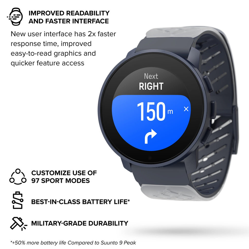SUUNTO 9 Peak Pro GPS Sports Watch, Up to 30 Days Long Battery Life, 95+ Multisport Watch w/Training Workout Analysis,Advanced Health & Recovery