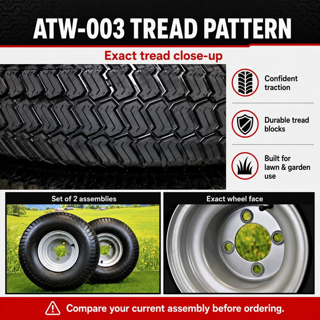 Antego 20x10.00-8 Tire & Wheel Assembly for Husqvarna/Poulan, Single Qty: 1