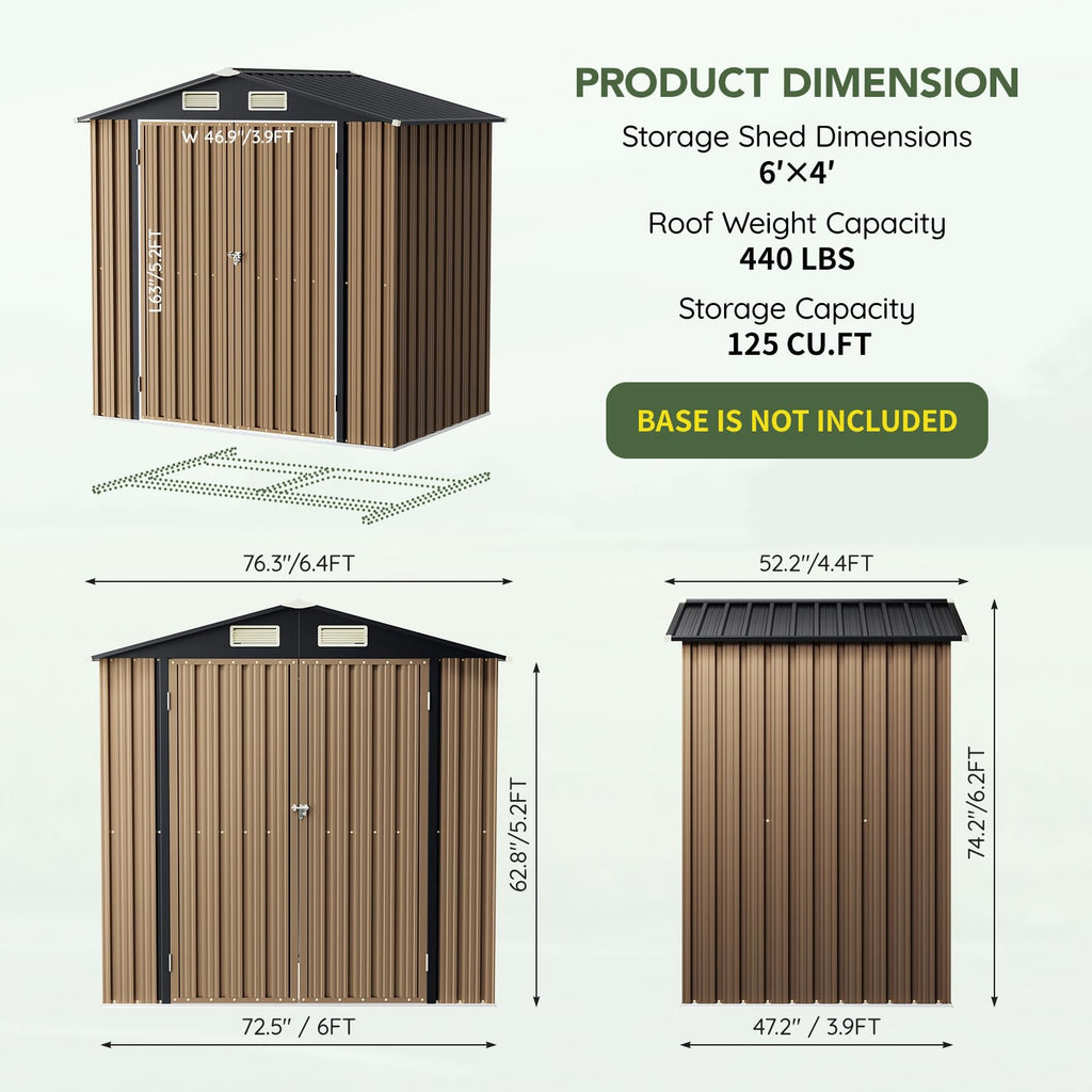 10x10 FT Outdoor Metal Storage Shed, Double Swing Doors, 2 Clear Windows,Tool Shed for Garden, Patio, Backyard Nightblue