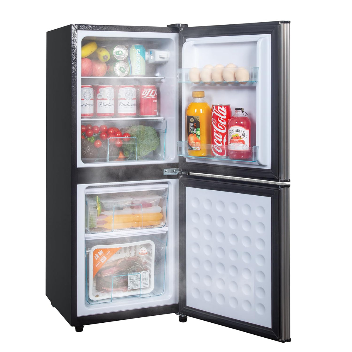2.9 Cu.Ft Compact Double Door Mini Fridge - Top Freezer & Bottom Refrigerator | Energy Save,7-Level Precision Cooling | Ideal for Dorm, Bedroom
