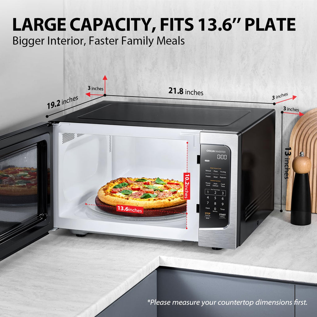 TOSHIBA ML4-EM22PAIT(SS) Countertop Microwave Oven with Sensor Cook, 6 Auto Menus, Origin Inverter, Child Lock, 2.2 Cu Ft for Large Family, 16.5 Inch