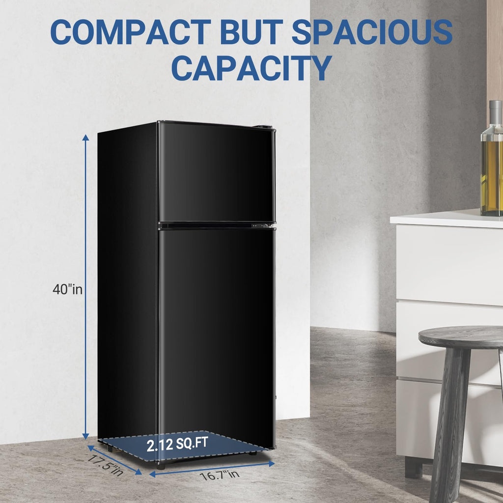 Mini Refrigerator with Freezer 4.0 Cu. Ft., Small Dorm Fridge with Freezer, Adjustable Thermostat Compact Fridge Freezers for Apartment, Dorm