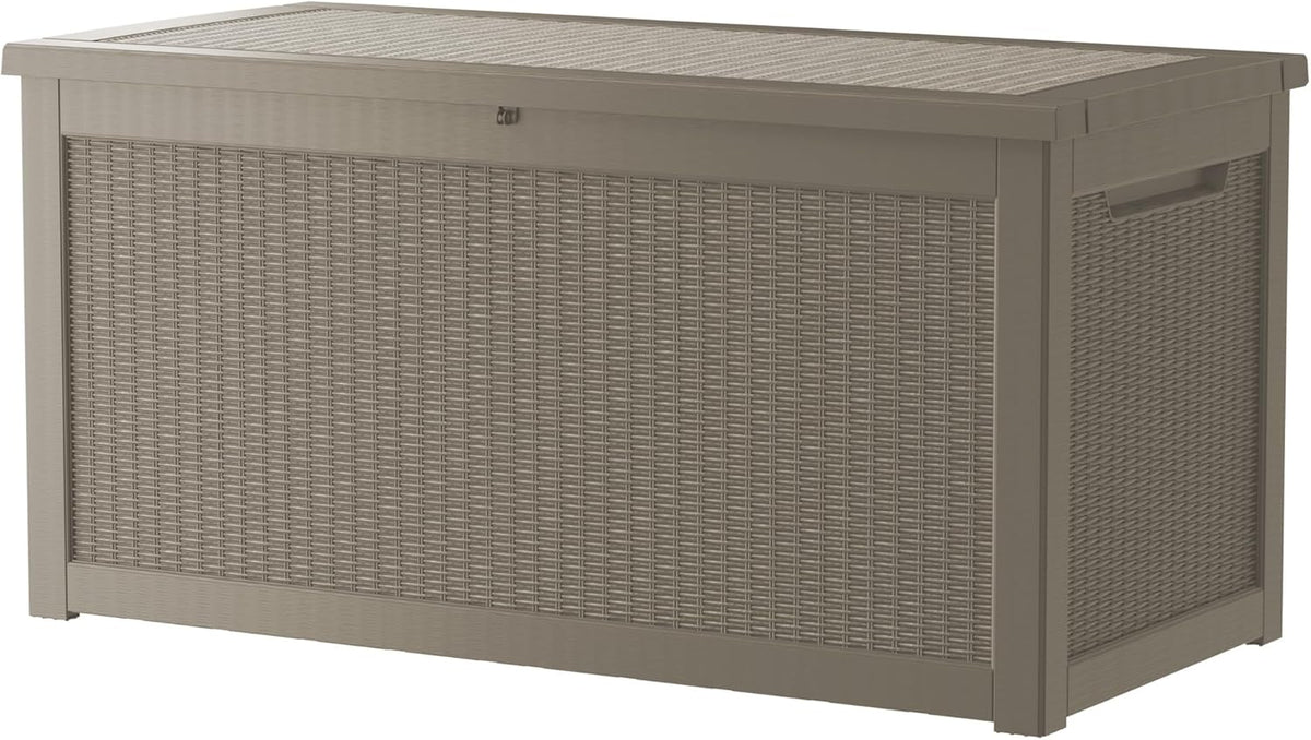 320 Gallon Outdoor Storage Box Waterproof Lockable Resin Deck Box Large, Patio Storage Bin for Pool Accessories Cushion Furniture, Garden Tools, UV