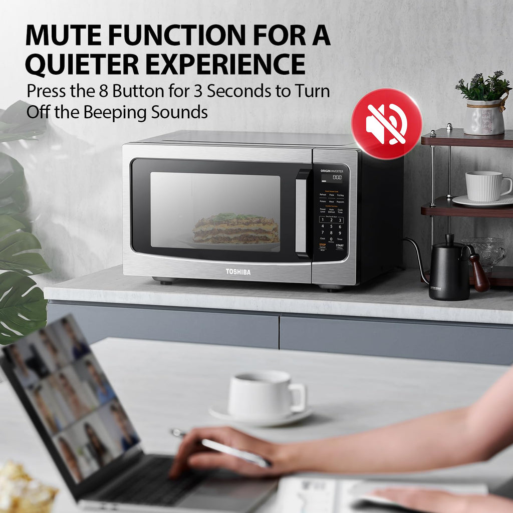 TOSHIBA ML4-EM22PAIT(SS) Countertop Microwave Oven with Sensor Cook, 6 Auto Menus, Origin Inverter, Child Lock, 2.2 Cu Ft for Large Family, 16.5 Inch