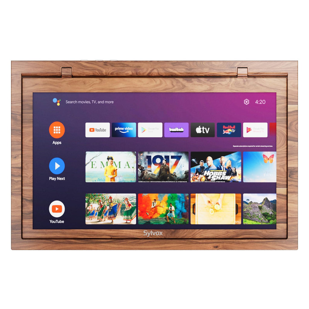 SYLVOX 15.6" Kitchen TV, 1080P FHD Under Cabinet TV with App Store, Voice Assistant, Chromecast, 12-Volt for Small Spaces, Kitchen, Bedroom, RV
