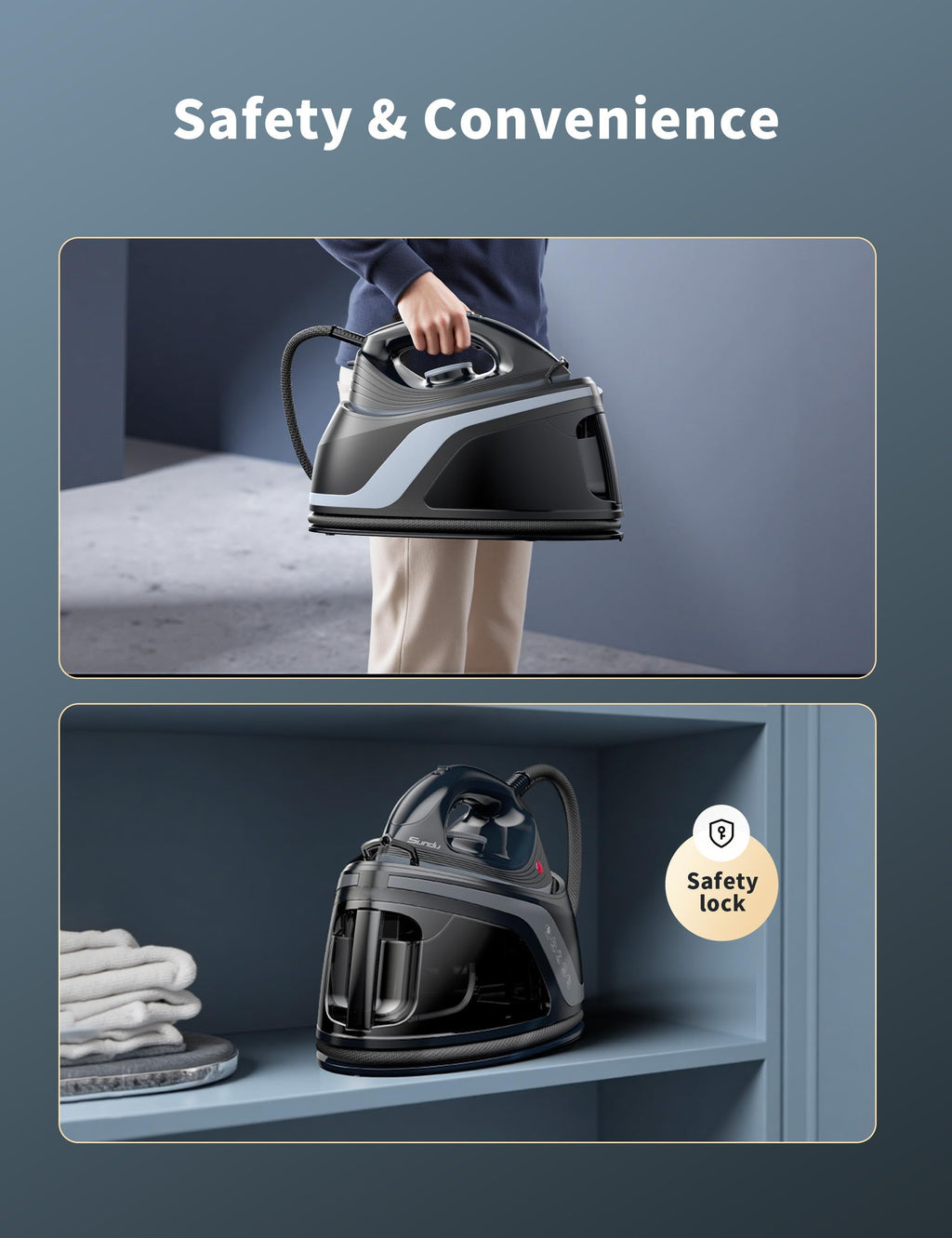 Sundu Iron Steamer for Clothes,1600W Steam Station Professional Steam Iron For Clothes with 44 oz Tank, 400 microsteam holes, Built-In Pump, Ceramic