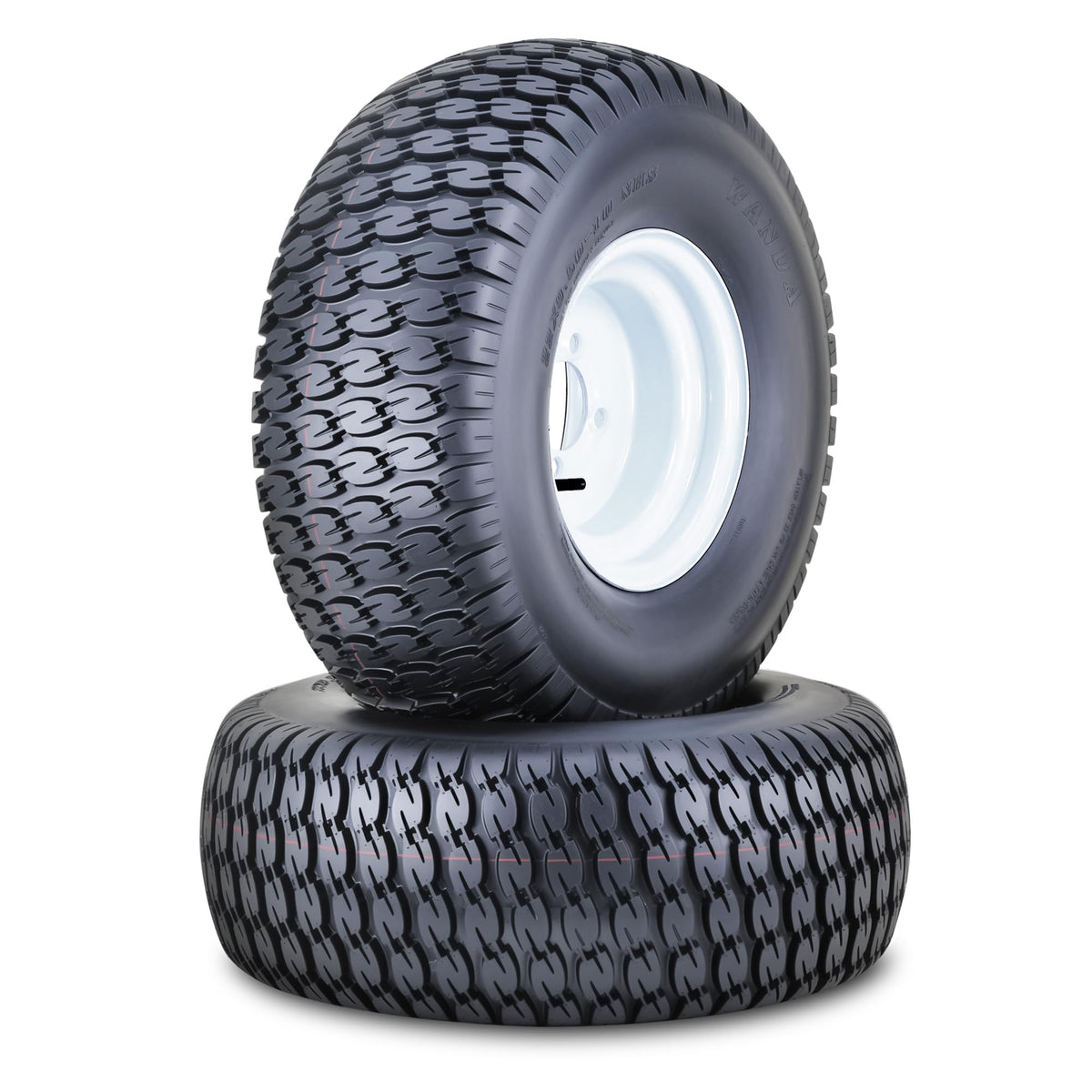 WANDA Lawn Mower Tire Wheel 18X8.5-8 4PR w/4X4" PCD Silver Rim-13028, Set 2