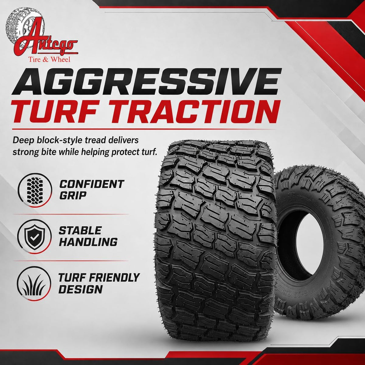 Antego 24x12.00-12 NHS ATW-071 Lawn Mower Turf Tire Only 4 Ply, Set of 2