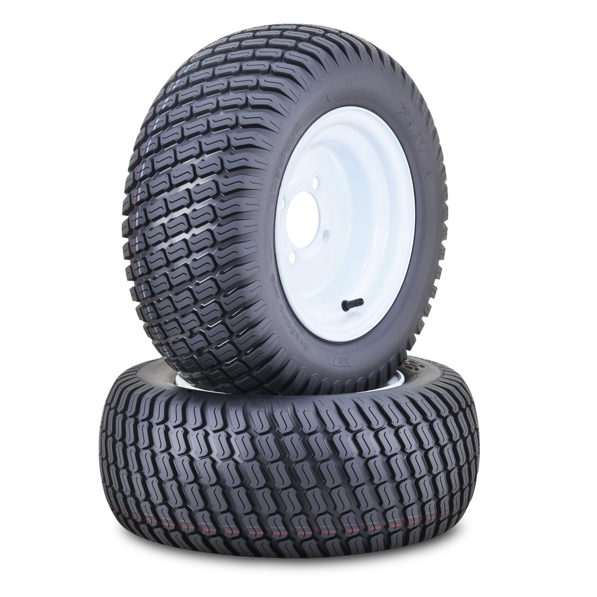 WANDA Lawn Mower Tire Wheel 18X8.5-8 4PR w/4X4" PCD Silver Rim-13028, Set 2