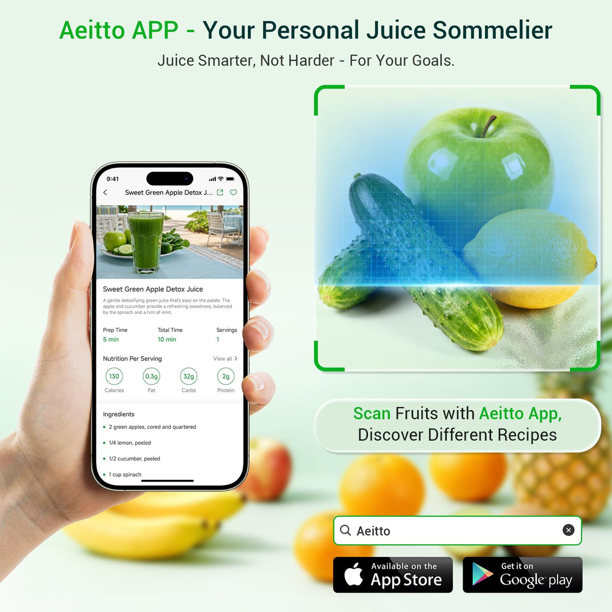 Juicer Machines, Aeitto Cold Press Juicer with Soft & Hard Modes, Quiet Motor, Reverse Function, Juice Extractor Vegetable and Fruit, Masticating