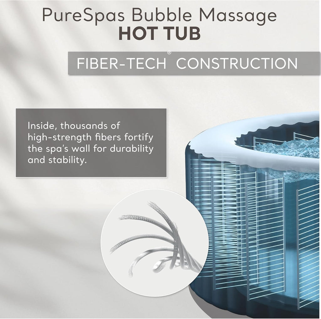 INTEX 28425EH PureSpa Bubble Massage Spa Set Outdoor Inflatable Portable Hot Tub, Includes Energy Efficient Spa Cover, Saltwater System Ready, 4