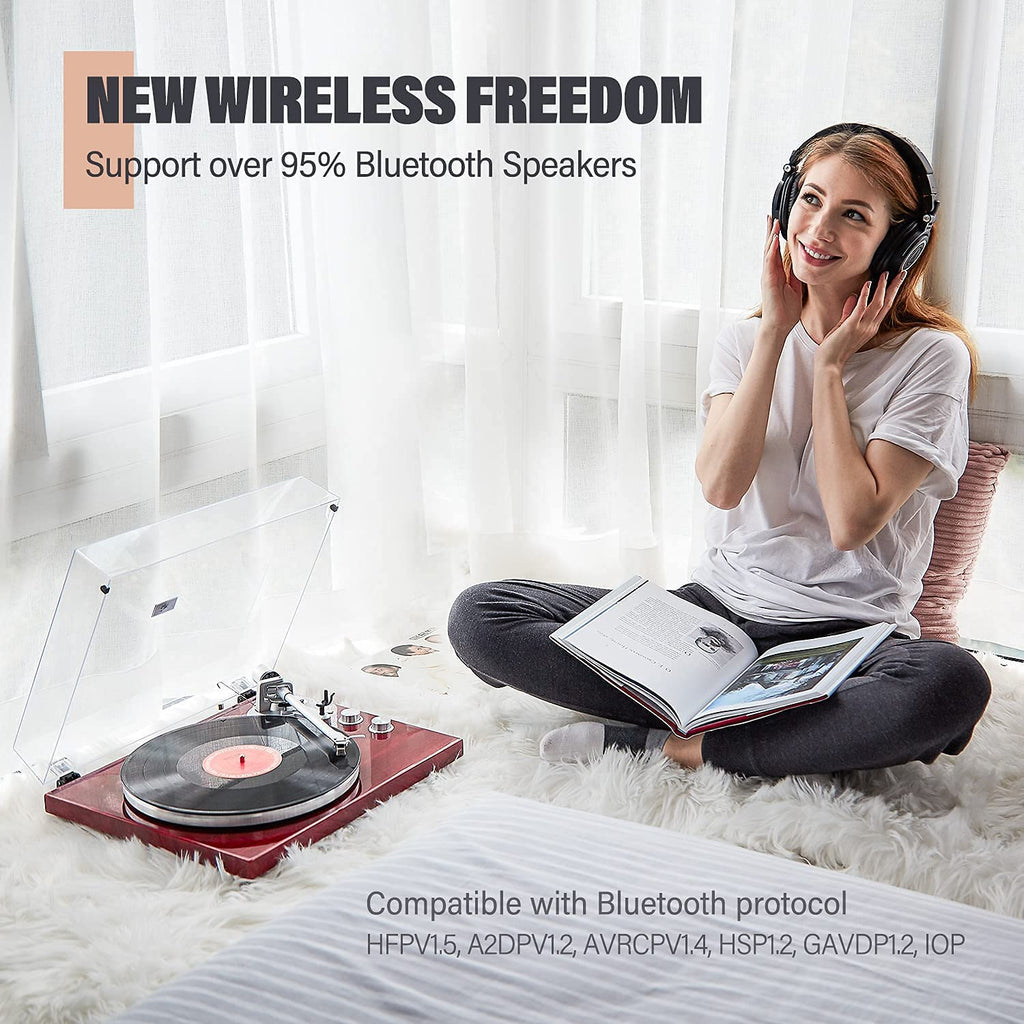 1 by ONE Belt Drive Turntable with Bluetooth Connectivity, Built-in Phono Pre-amp, USB Digital Output Vinyl Stereo Record Player with Magnetic