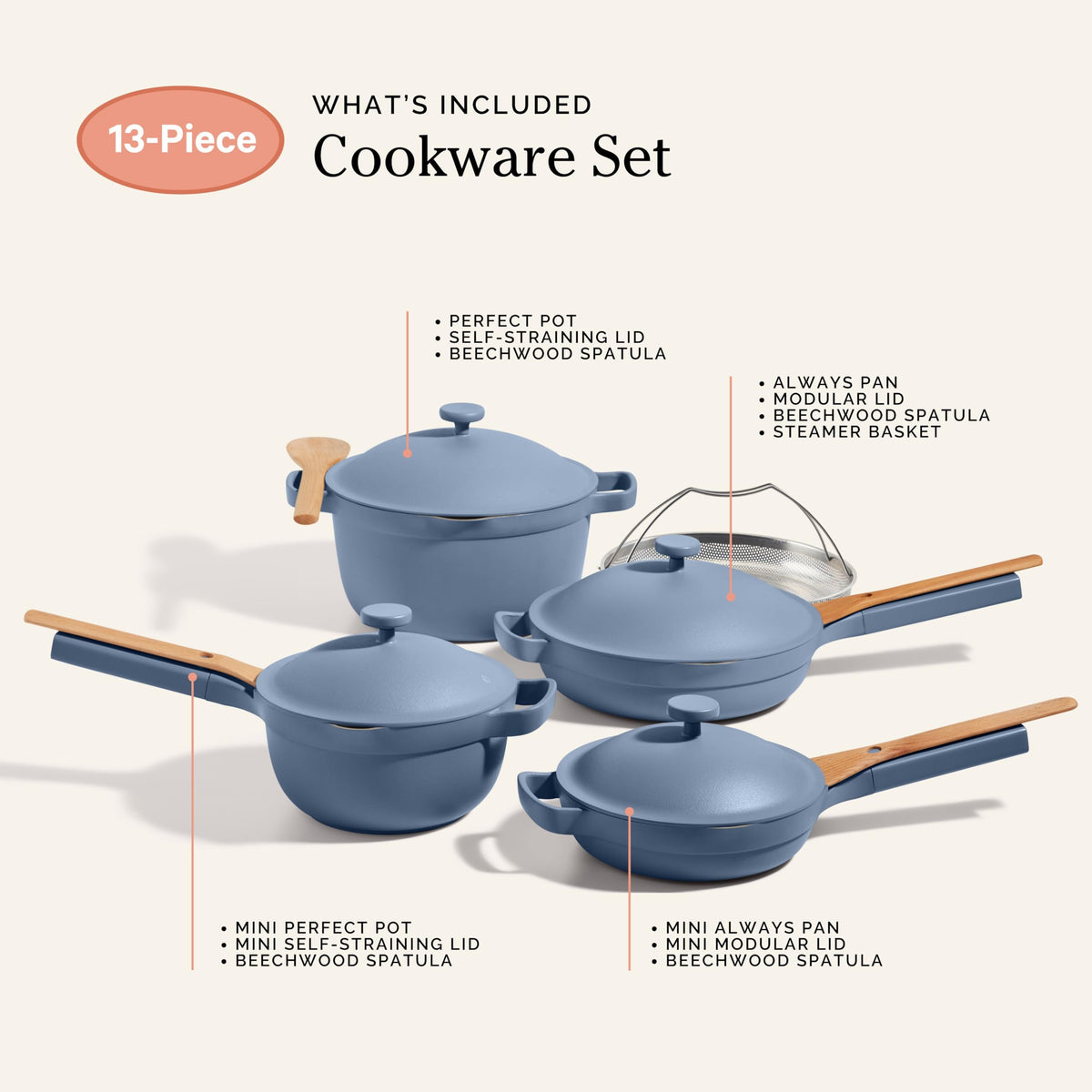 Our Place Cookware Set - 13-Piece Kit Including the Always Pan, Perfect Pot and Spatulas | Multifunctional, Toxin-Free Nonstick | Heat Safe up to