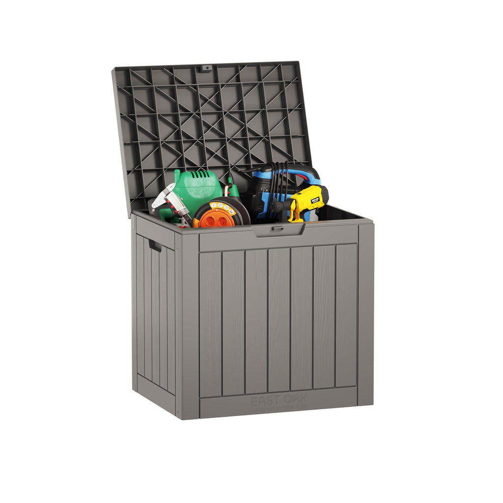 EAST OAK Outdoor Storage Box, 120 Gallon Deck Box with Stainless Steel Rods Large Resin Storage Bin for Patio Cushions, Garden Tools, Waterproof and