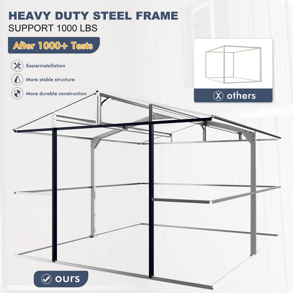 10x12 FT Metal Outdoor Storaged Shed with Floor Base Waterproof Heavy Duty Reinforced Frame with Unique Clear Roof Skyview Windows Air Vent for