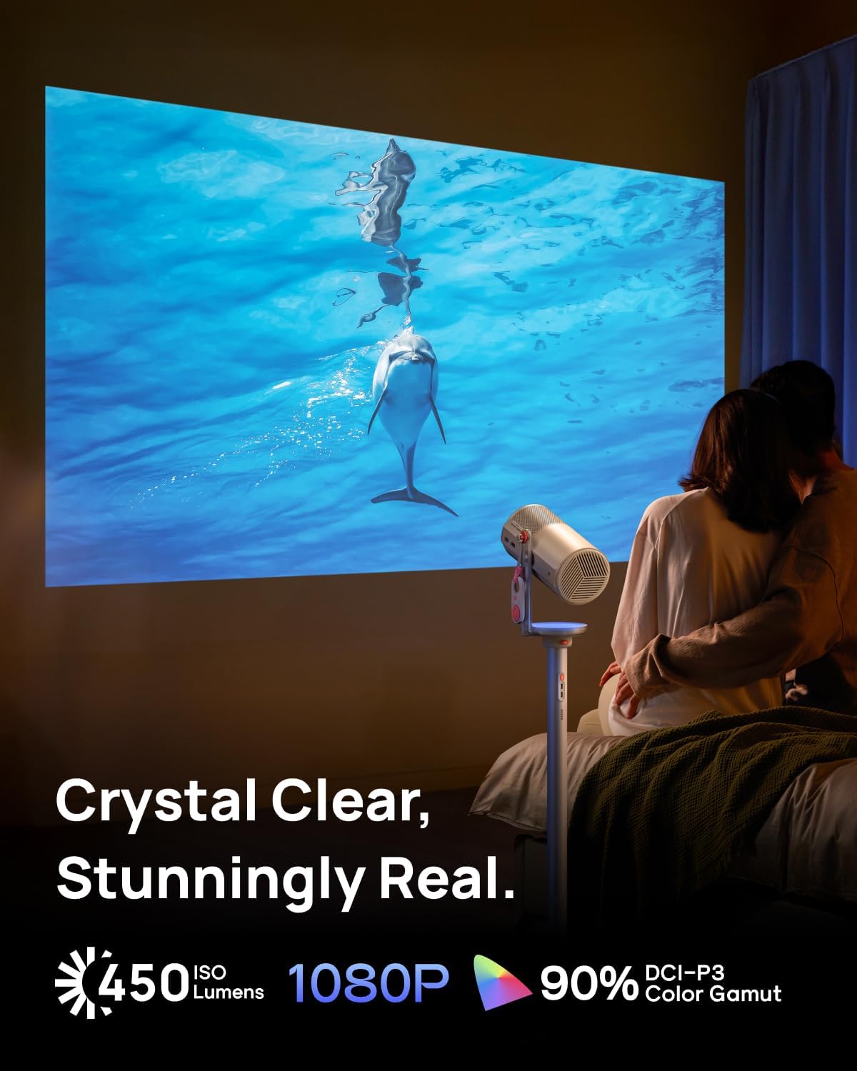 XGIMI MoGo 4 2025 NEW Portable Projector with PowerBase Stand, 5 Hours of Playtime, Google TV with Licensed Netflix, 360 Adjustable Stand, 450 ISO
