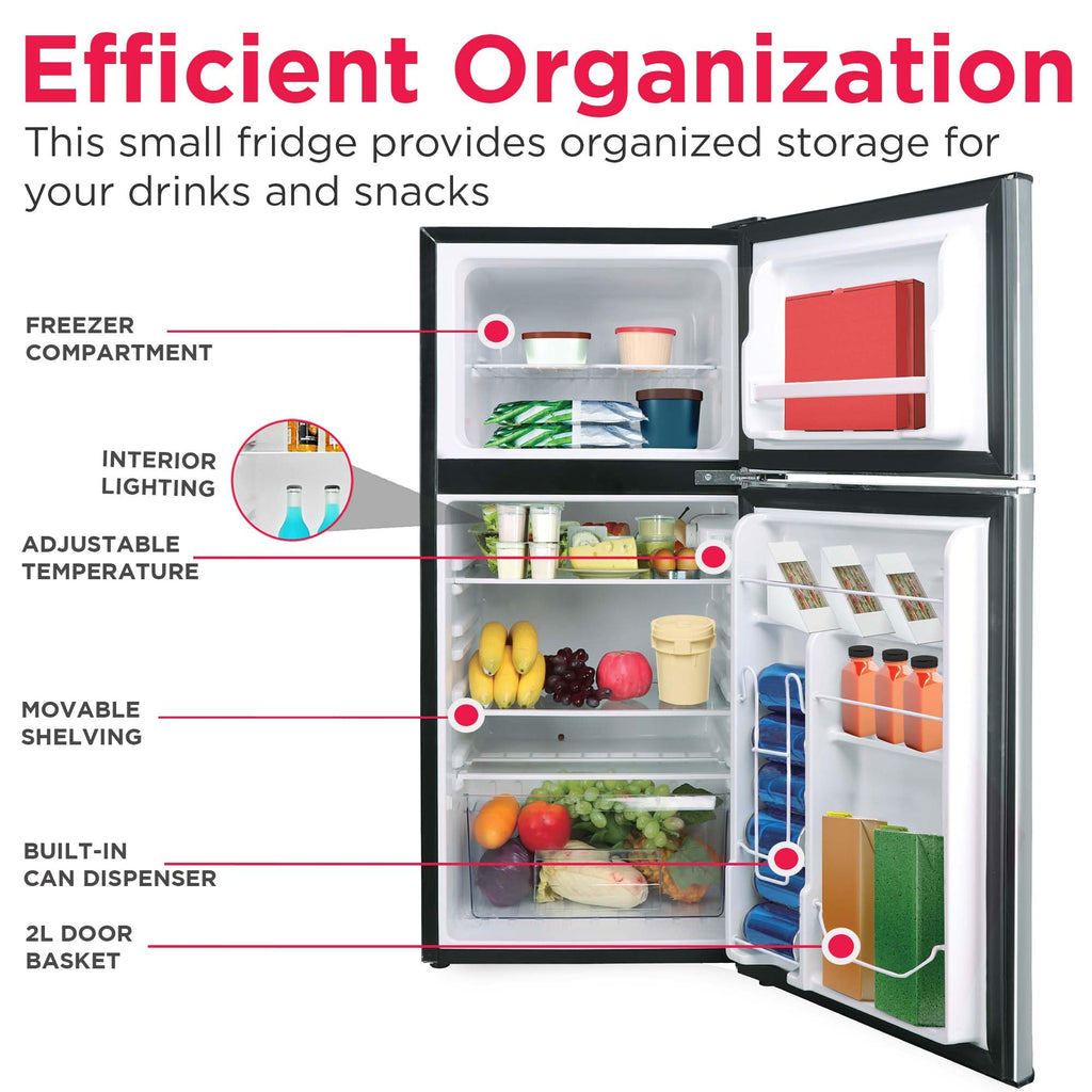Frigidaire, 2 Door Apartment Size Refrigerator with Freezer, 7.5 cu ft, Adjustable Spill-Proof Shelves, Door & Crisper Bins, Platinum Silver, Garage