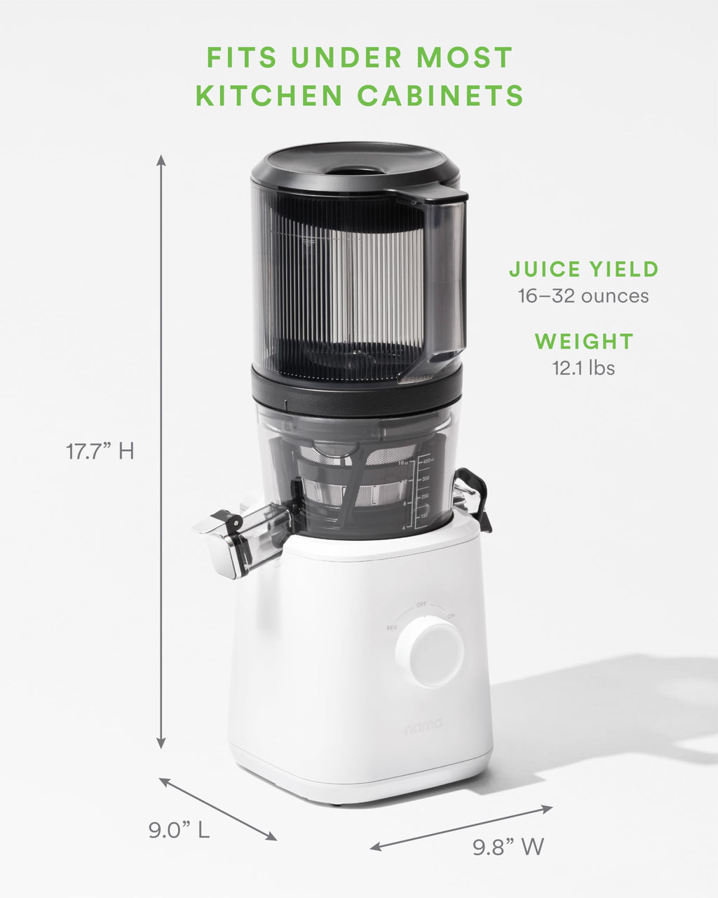 Nama J2 Cold Press Juicer C Self Feeding for Hands-Free Operation with Wide Mouth Hopper for Whole Recipe Loading, Zero Waste Masticating Juicer For