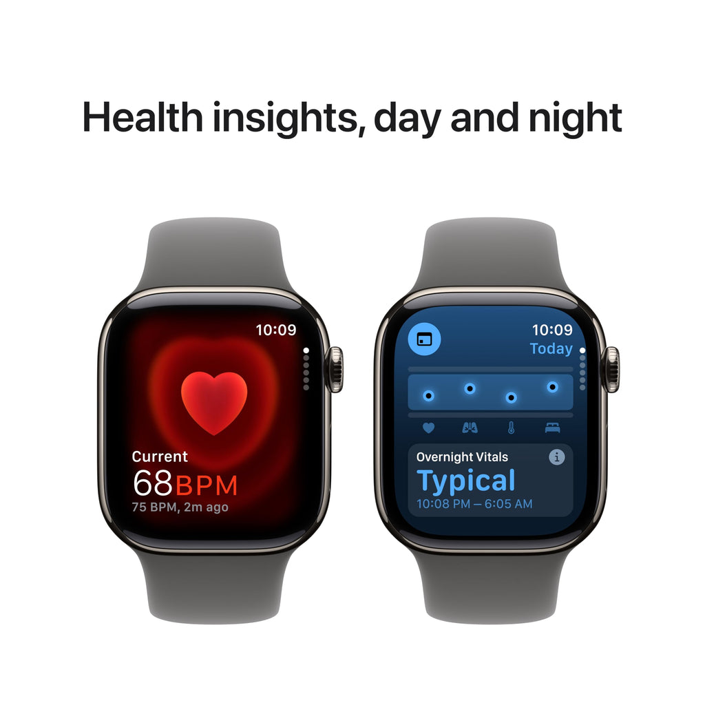 Apple Watch Series 10 [GPS 46mm case] Smartwatch with Jet Black Aluminum Case with Black Sport Band - M/L. Fitness Tracker, ECG App, Always-On Retina