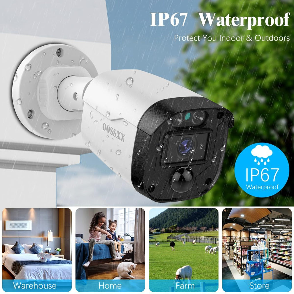 OOSSXX 5MP Definition Full HD Wired Security Camera System Outdoor AHD Dome Bullet Home Video Surveillance Cameras CCTV Camera Security System