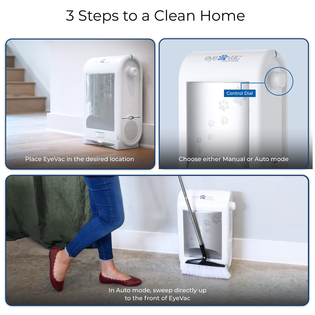 EyeVac Pro Touchless Vacuum Automatic Dustpan - Ultra Fast & Powerful - Great for Sweeping Salon Pet Hair Food Dirt Kitchen, Corded Canister Vacuum
