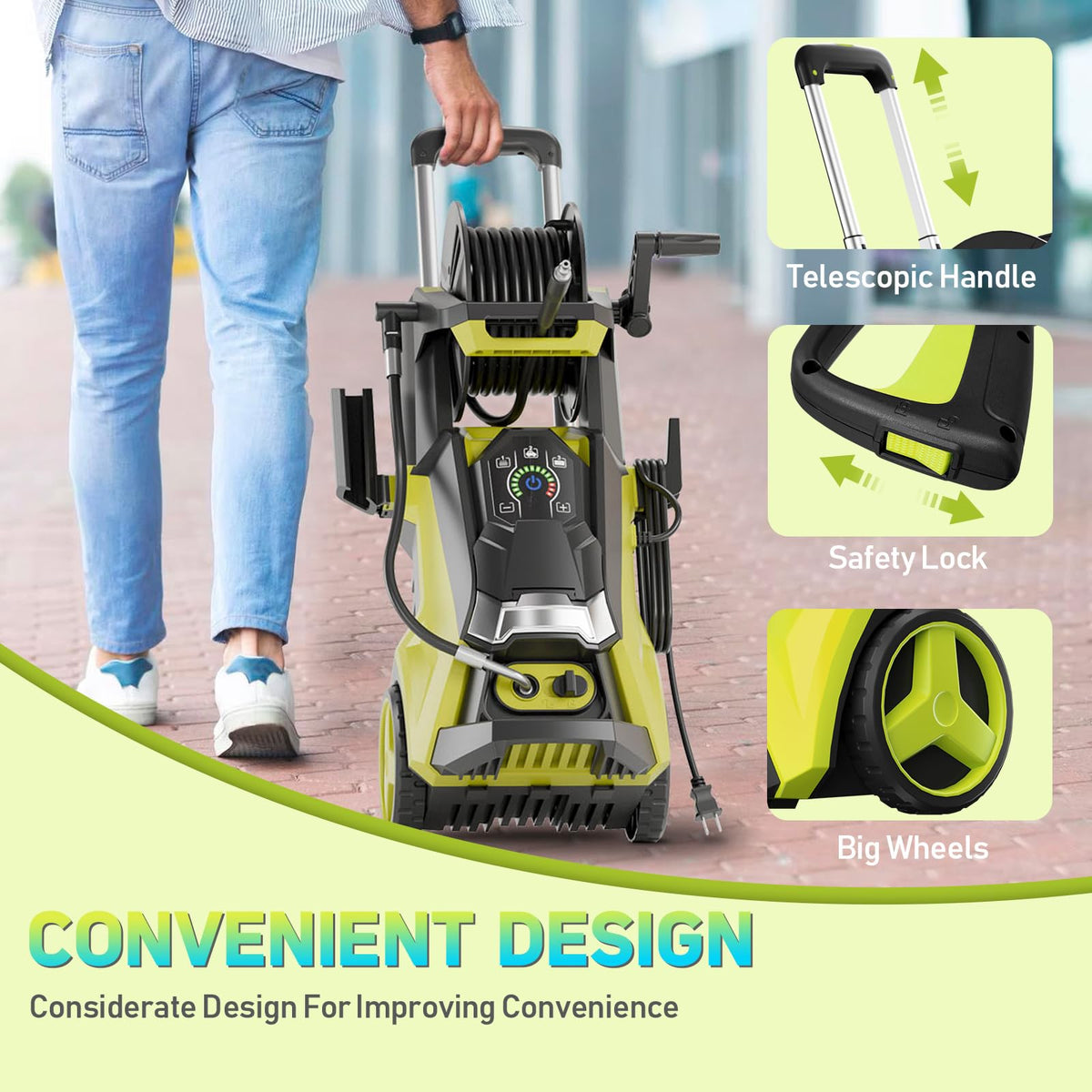 Pressure Washer Power Washers with Touch Screen, 5000PSIIMAX, High Pressure Cleaning Machine with 4 Quick Connect Nozzles and Foam Cannon for Cars