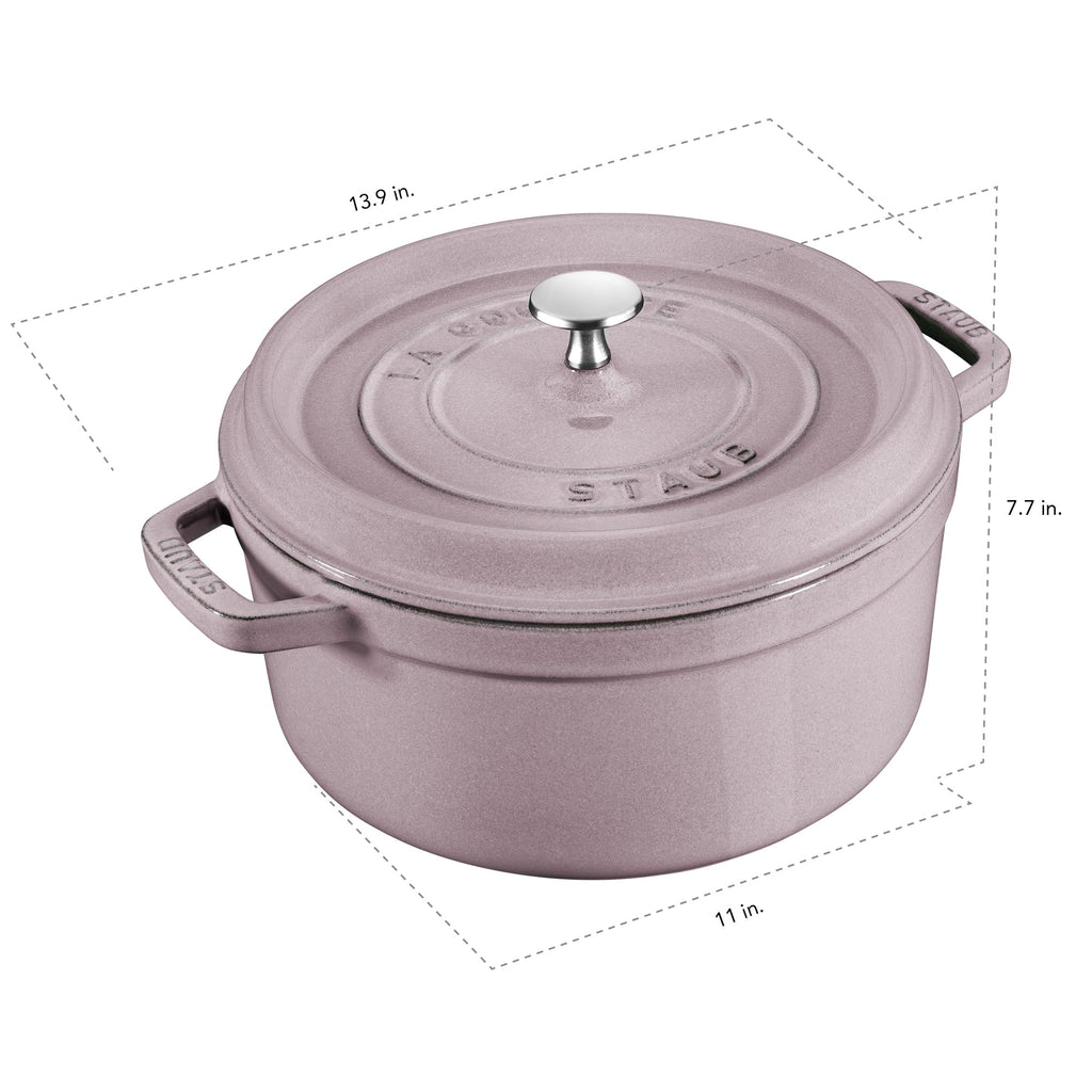 Staub Cast Iron 7-qt Round Cocotte - White Truffle, Made in France