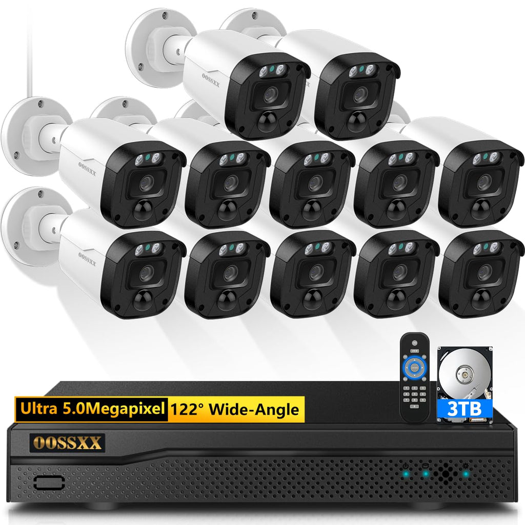 OOSSXX 5MP Definition Full HD Wired Security Camera System Outdoor AHD Dome Bullet Home Video Surveillance Cameras CCTV Camera Security System