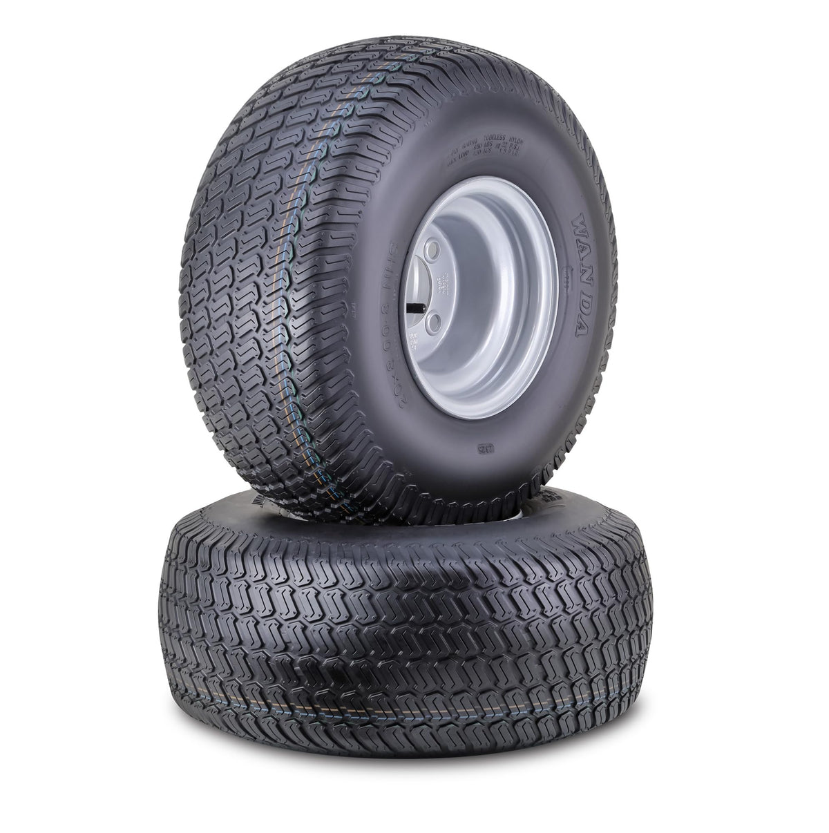 WANDA Lawn Mower Tire Wheel 18X8.5-8 4PR w/4X4" PCD Silver Rim-13028, Set 2