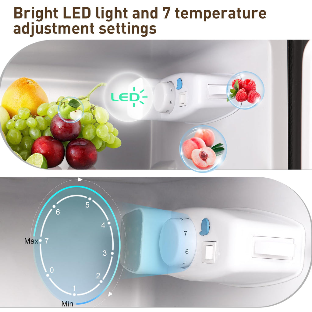 Mini Refrigerator with Freezer 4.0 Cu. Ft., Small Dorm Fridge with Freezer, Adjustable Thermostat Compact Fridge Freezers for Apartment, Dorm