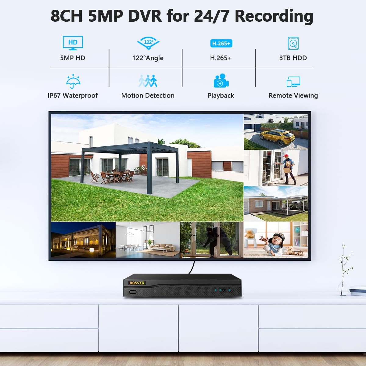 OOSSXX 5MP Definition Full HD Wired Security Camera System Outdoor AHD Dome Bullet Home Video Surveillance Cameras CCTV Camera Security System