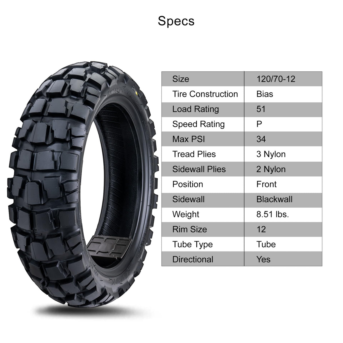 Tusk Waypoint Adventure Motorcycle Tire Set â 90/90-21 Front & 130/90-17 Rear (68R) Tube Type