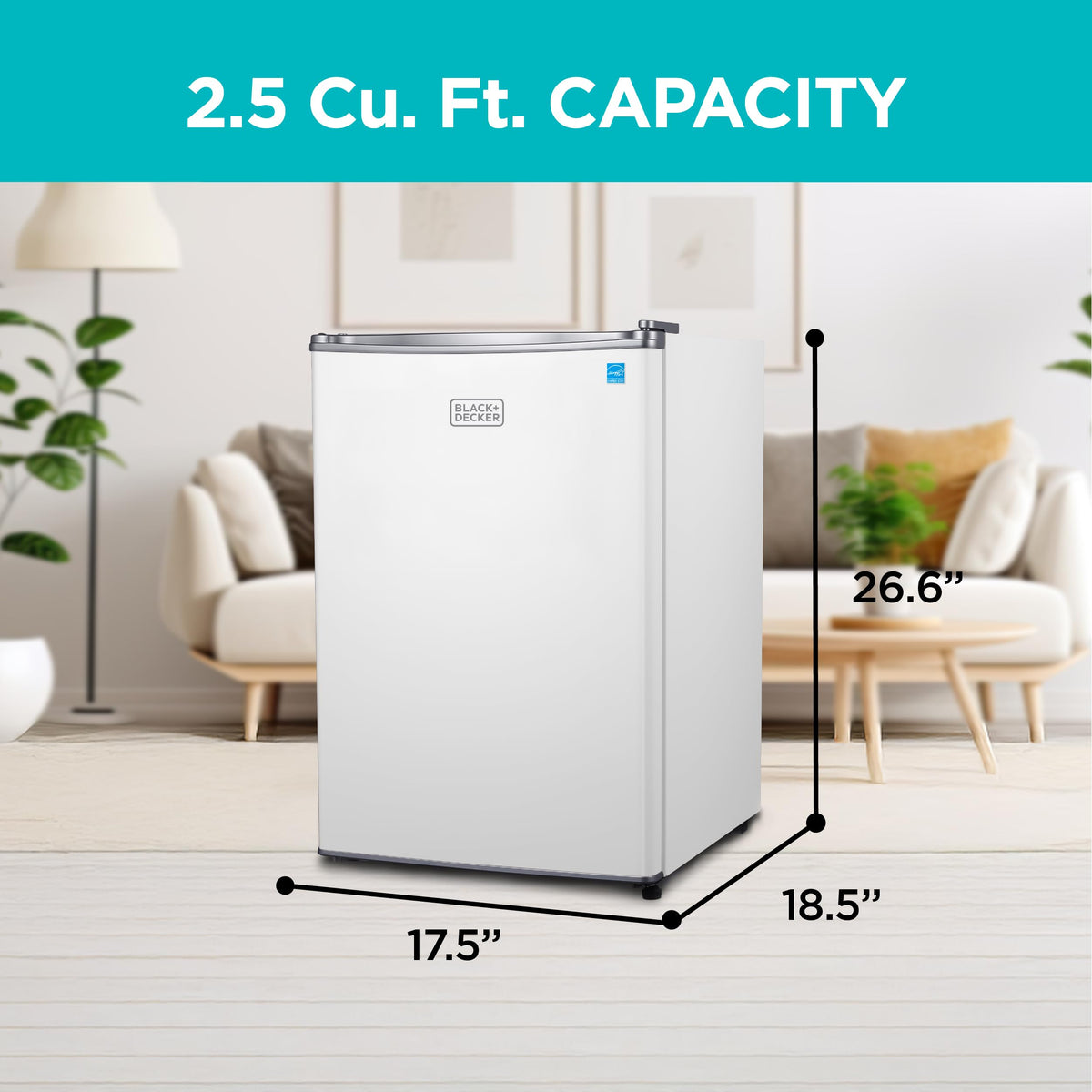 BLACK+DECKER 1.7 Cu. Ft. Compact Refrigerator, ENERGY STAR Certified, Single Door Mini Fridge with Chiller Compartment, Personal Fridge for Home or