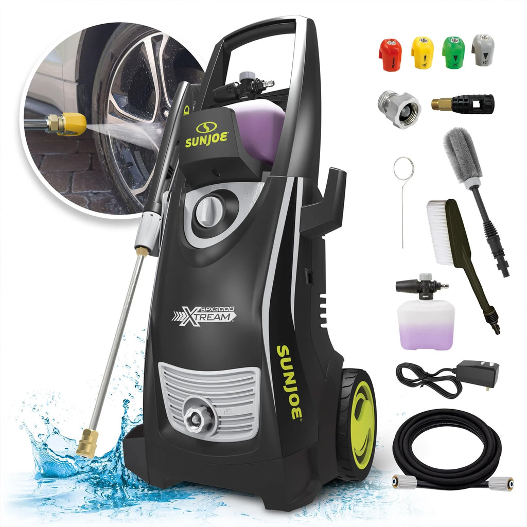 Sun Joe SPX3000-XT1 XTREAM 2,500 PSI Pressure Washer with 14.9A Motor, Includes 4 Quick-Connect Nozzles, High-Pressure Hose, Garden Hose Adapter, and