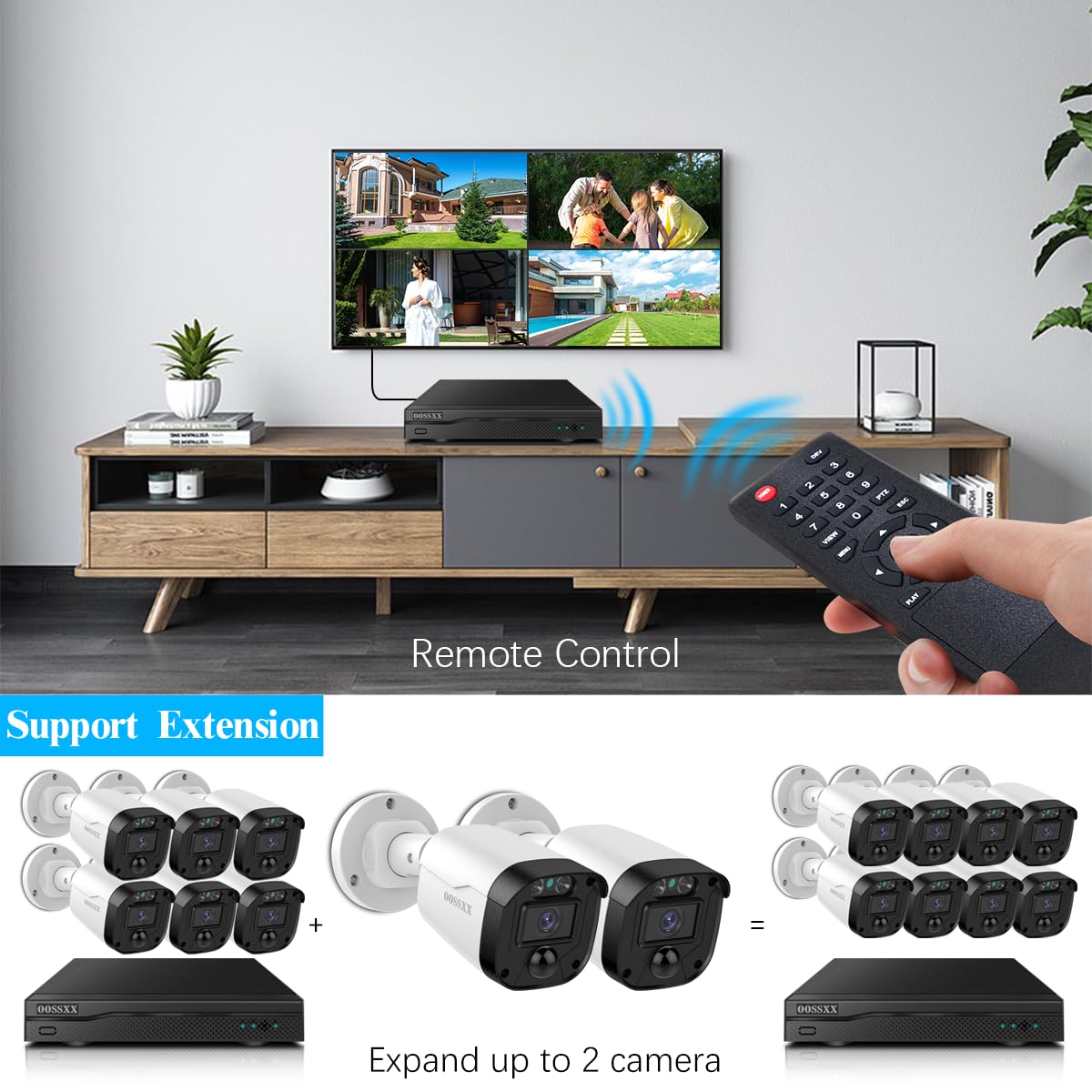 OOSSXX 5MP Definition Full HD Wired Security Camera System Outdoor AHD Dome Bullet Home Video Surveillance Cameras CCTV Camera Security System