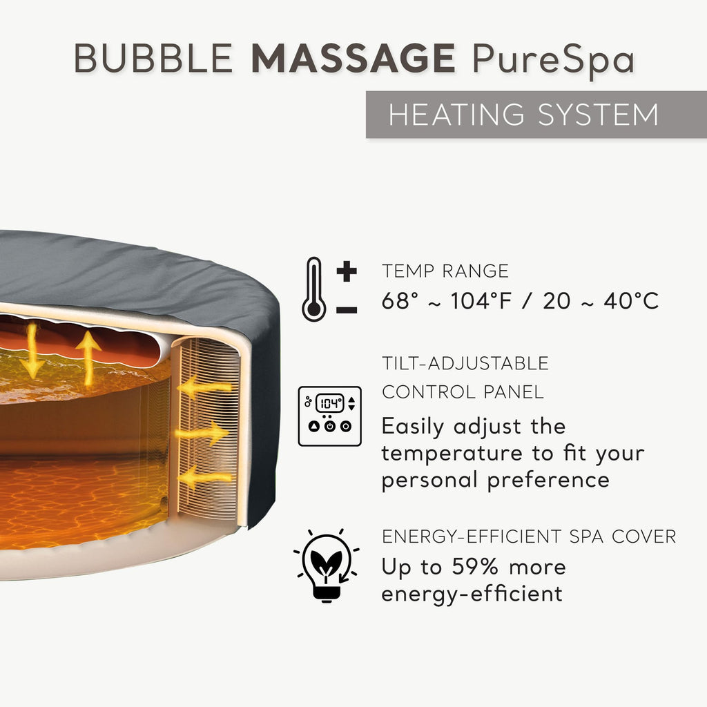 INTEX 28425EH PureSpa Bubble Massage Spa Set Outdoor Inflatable Portable Hot Tub, Includes Energy Efficient Spa Cover, Saltwater System Ready, 4