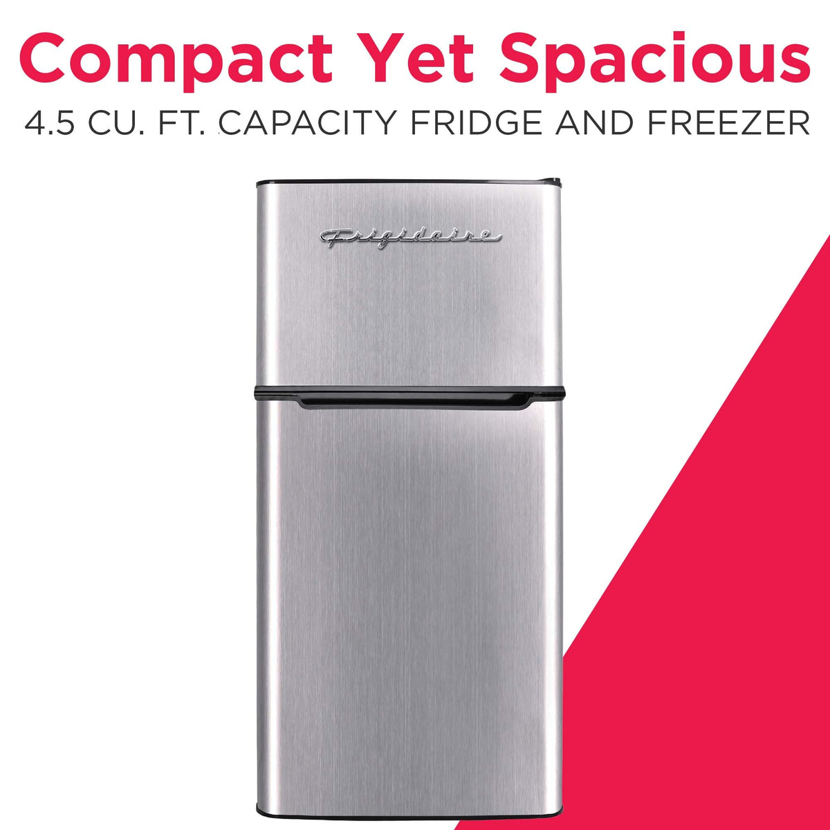 Frigidaire, 2 Door Apartment Size Refrigerator with Freezer, 7.5 cu ft, Adjustable Spill-Proof Shelves, Door & Crisper Bins, Platinum Silver, Garage